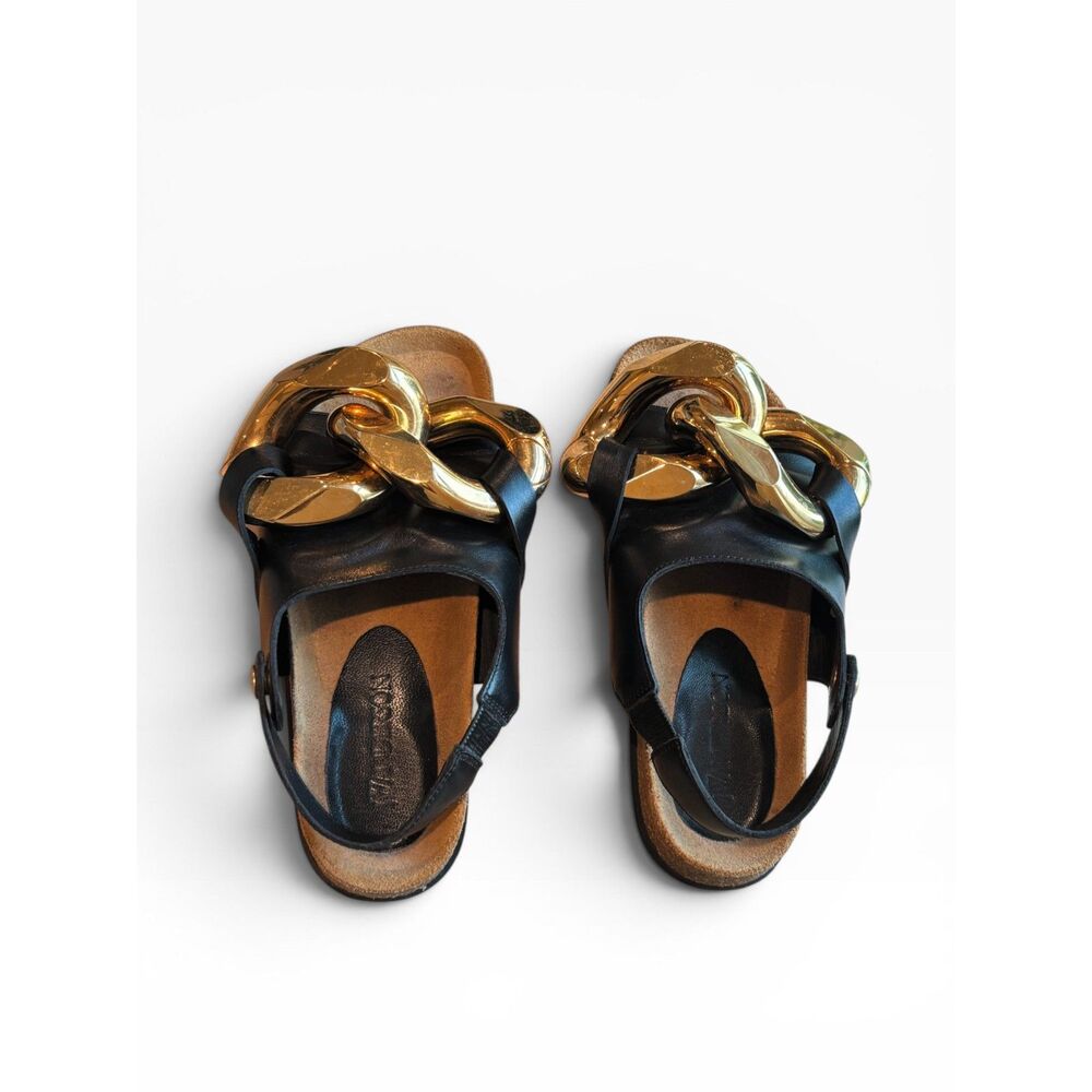 JW Anderson Chain Slingback Sandal Black Leather Sz 35